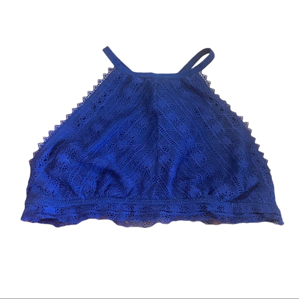 Lace High Neck Bralette SO by Sonoma From Kohls Blue Size Medium